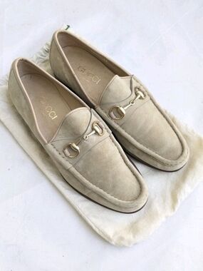 Gucci Beige Suede Horsebit Loafers Men US 9.5